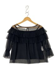 画像：レース/半袖ブラウス/2/ポリエステル/BLK/212320-13-040-95-020//