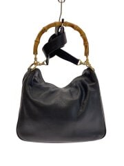 画像：ショルダーバッグ_バンブー/レザー/BLK/無地/ブラック