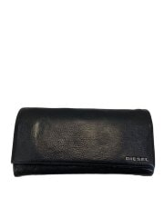 画像：長財布/レザー/BLK/無地/メンズ/ブラック