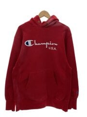 画像：90s/REVERSE WEAVE/プルオーバーパーカー/XL/コットン/レッド/襟元フェード