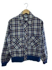 画像：70s/ボーイズ/シャツジャケット/XL/コットン/ベージュ×ネイビー×ブラウン/チェック