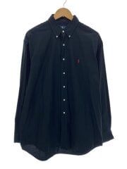 画像：ボタンダウンシャツ/ポニー刺繍/L/コットン/BLK