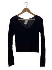 画像：V-neck long-sleeve top/FREE/コットン/ブラック/56122000005