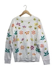 画像：フラワー刺繍スウェット/FREE/コットン/ホワイト/花柄