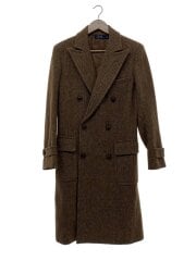 画像：ヘリンボーンツイードチェスターコート/MADE IN ITALY/4/ウール/ブラウン