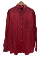 画像：90s/リネンBDシャツ/MADE IN HONG KONG/XL/リネン/レッド