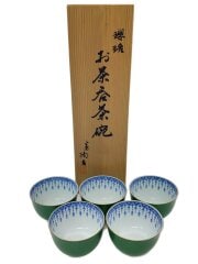 画像：湯呑/5点セット/GRN/瓔珞模様/未使用/箱有