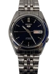 画像：SEIKO 5/自動巻腕時計/アナログ/ステンレス/NVY/SLV/SNK357