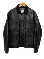 画像：レザージャケット・ブルゾン/2/レザー/BLK/無地