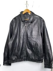 画像：レザートラッカージャケット/L/レザー/BLK/無地