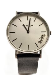 画像：腕時計/アナログ/レザー/WHT/BLK/SS