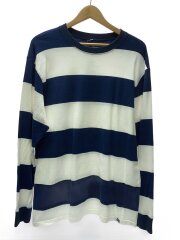 画像：長袖Tシャツ/L/コットン/WHT/ボーダー/clg-cs023-003