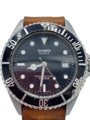 画像：クォーツ腕時計/アナログ/レザー/BLK/BRW/MTD-1043