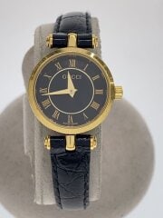 画像：クォーツ腕時計/アナログ/レザー/BLK/BLK