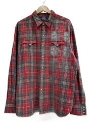 画像：長袖シャツ/XXL/コットン/RED/チェック