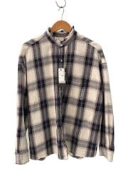 画像：長袖シャツ/M/コットン/GRY/チェック