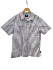 画像：半袖シャツ/M/コットン/WHT/ストライプ/1110042/opencollarshirt