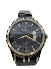 画像：GRAND OCEAN GMT/自動巻腕時計/ラバー/BLK/バンド使用感・若干サビ有