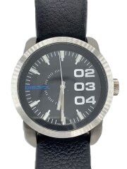 画像：クォーツ腕時計/アナログ/レザー/BLK/BLK/DZ-1373