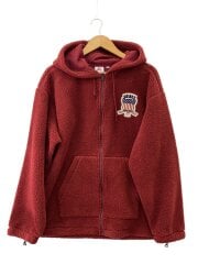 画像：ボアジップパーカー/L/ポリエステル/RED/783-3231014