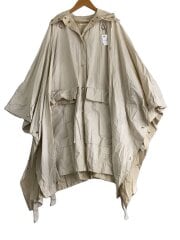 画像：コート/one/コットン/BEG/無地/co258 lf532/Asymmetric Hem Hooded Coat//