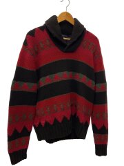 画像：カシミヤ20/シルク11/ニット・セーター(厚手)/LL/ウール/RED/総柄/KR-RL-SA3743