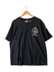 画像：FLYING WHEEL EMB. T-SHIRT/ヘンリーネックカットソー/XL/コットン/BLK/無地///
