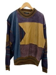 画像：SAXONY/80S/レザー3Dニット/XL/レザー/マルチカラー