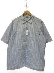 画像：半袖シャツ/XL/コットン/BLU/ストライプ/SD23S-SH08