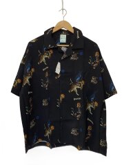 画像：Haoming/半袖シャツ/M/--/BLK/総柄/405-01-BK