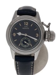 画像：クォーツ腕時計/アナログ/レザー/BLK/BLK/MIL-W-6433P