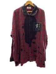 画像：長袖シャツ/--/--/RED/チェック