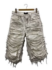 画像：REBEL WAVE/White Waxed Shredded Cutout /ショートパンツ/M/コットン/WHT//