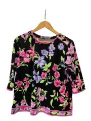 画像：長袖ブラウス/44/コットン/BLK/花柄/F52G372404