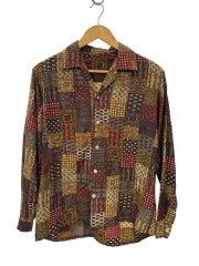 画像：50s-60s/ナイロンオープンカラーシャツ/パッチワーク/長袖シャツ/--/--/マルチカラー/総柄