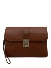 画像：セカンドバッグ/レザー/BRW/無地