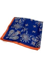 画像：スカーフ/シルク/BLU/総柄/レディース