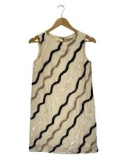 画像：ノースリーブワンピース/36/ポリエステル/CRM/3533 5016-0/ライン刺繍OP/前面シミ有