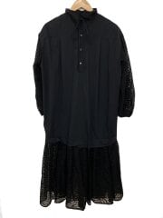 画像：長袖ワンピース/38/コットン/BLK/無地/8021