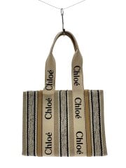 画像：WOODY ミディアムトートバック/ウッディ/リネン/BRW/CHC22SS383G44275