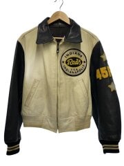 画像：スタジャン/牛革/CRM/襟・袖破れ/全体的に汚れ・スレ有