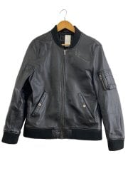 画像：レザージャケット・ブルゾン/L/羊革/BLK