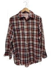画像：～70S/襟芯/長袖シャツ/--/--/BRW/チェック/ボタン・背タグ欠損