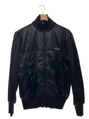 画像：00s/ナイロン切替/トラックジャケット/ジャージ/M/ポリエステル/BLK/無地