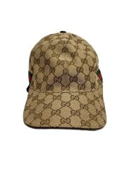 画像：GGキャンバスベースボールキャップ/キャップ/L/コットン/キャメル/総柄/メンズ/200035