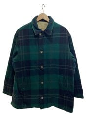 画像：80S～/USA製/リバーシブルコート/ジップアップ/比翼/グリーン×カーキ/チェック