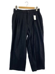画像：Flannel 2 Tuck Wide Easy Trousers/カシミア混/ボトム/M/ウール/ブラック//