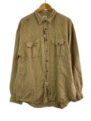 画像：90-00s/長袖シャツ/L/ラミー/レーヨン/BEG/チェック/肩穴//