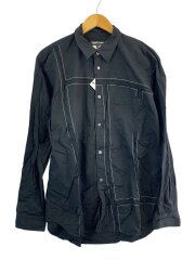 画像：19SS/ステッチデザイン/切りっぱなし/長袖シャツ/XL/コットン/BLK/DC-B027//