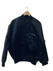 画像：90s/USA製/スタジャン/XL/ポリエステル/ブラック/使用感有